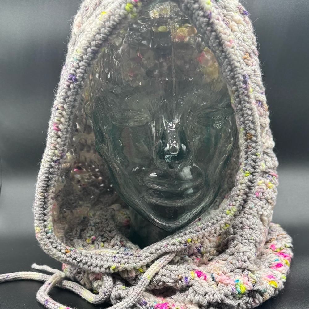 Multicolor Crochet Hooded Scarf